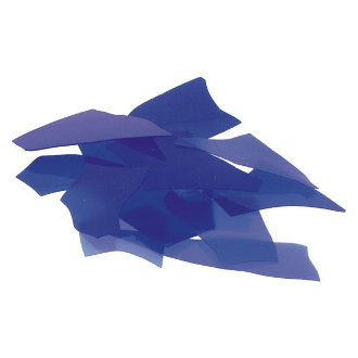 A pile of 0114 Cobalt Blue Opalescent, Confetti pieces on a white background.