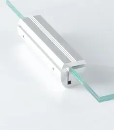 A Glass Edge Wall Clamper with a green strip on it.