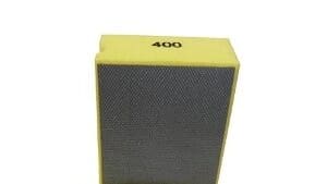 A yellow box with a 400 Grit Diamond Hand Pad inside.