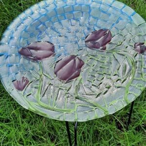 Fused Mosaic Bird Bath