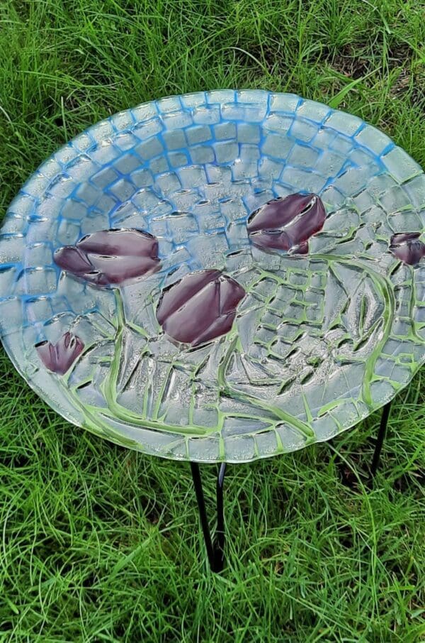 Fused Mosaic Bird Bath