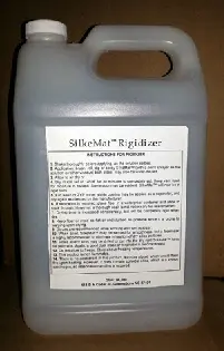 A gallon of SilkeMat™ Rigidizer 32oz. with a label on it.