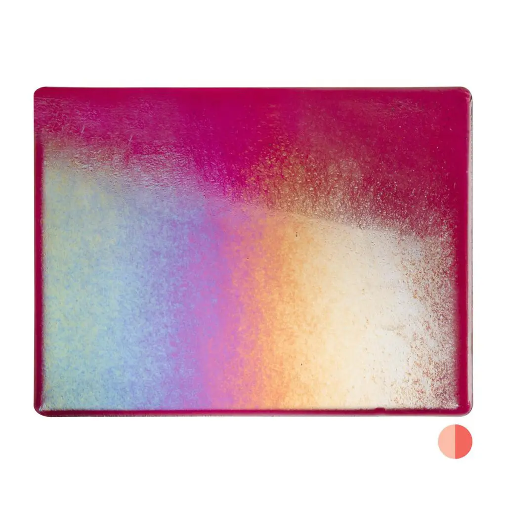 A pink, purple, and blue SP124-31 plate with a rainbow on it.