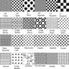 Various black and white pattern designs.