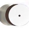 Stack of circular metal and paper discs.