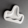 Abstract white ceramic dish on gray background.