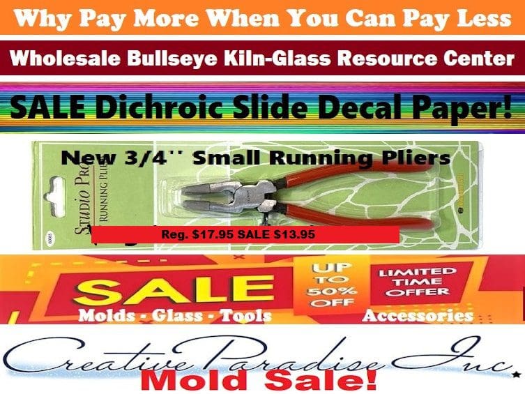Promotional materials for glass crafting supplies.