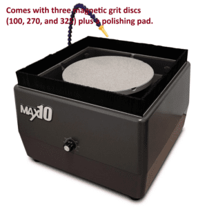 Max10 lap grinder with magnetic grit discs